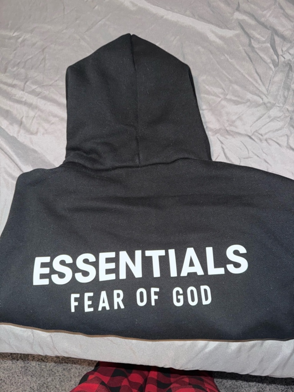 Essential Fear of God Black Kids Pullover Hoodie with Logo